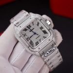 Cartier Santos Steel Large Model Iced Out Swarovski Stones Best Replica 39.8mm - Image 13