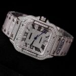 Cartier Santos Steel Large Model Iced Out Swarovski Stones Best Replica 39.8mm - Image 14