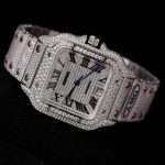 Cartier Santos Steel Large Model Iced Out Swarovski Stones Best Replica 39.8mm - Image 4