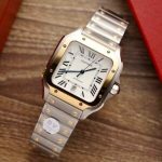 Cartier Santos Two Tone Yellow Gold White Dial Large Model Best Replica BVF 39.8mm - Image 9