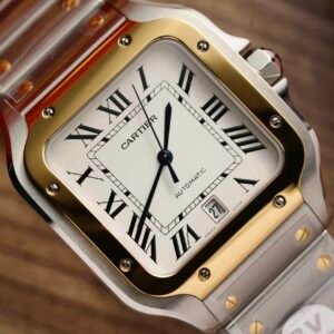 Cartier Santos Two Tone Yellow Gold White Dial Large Model Best Replica BVF 39.8mm - Image 10