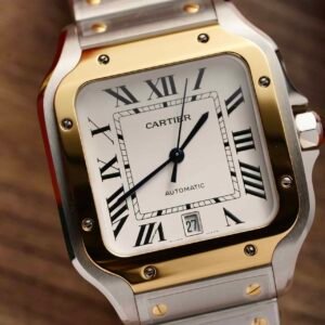 Cartier Santos Two Tone Yellow Gold White Dial Large Model Best Replica BVF 39.8mm - Image 11
