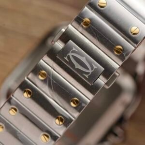 Cartier Santos Two Tone Yellow Gold White Dial Large Model Best Replica BVF 39.8mm - Image 14