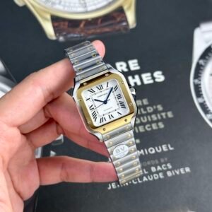 Cartier Santos Two Tone Yellow Gold White Dial Medium Model Best Replica BVF 35.1mm - Image 11