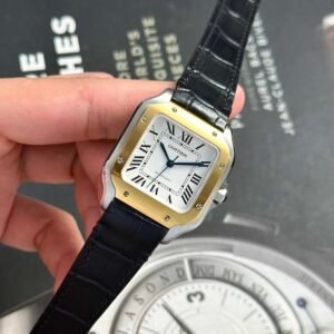 Cartier Santos Two Tone Yellow Gold White Dial Medium Model Best Replica BVF 35.1mm - Image 12