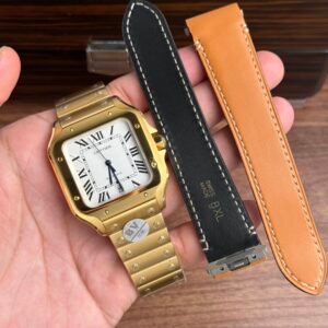 Cartier Santos WGSA0029 Yellow Gold White Dial Large Model Best Replica BVF 39.8mm - Image 9
