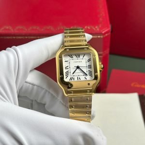 Cartier Santos WGSA0030 Yellow Gold White Dial Medium Model Best Replica BVF 35.1mm - Image 13