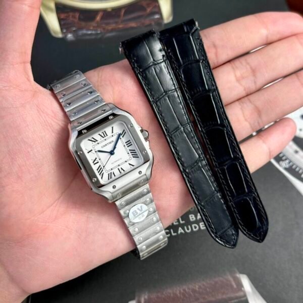 Cartier Santos WSSA0029 White Dial Medium Model Best Replica BVF 35.1mm - Image 1