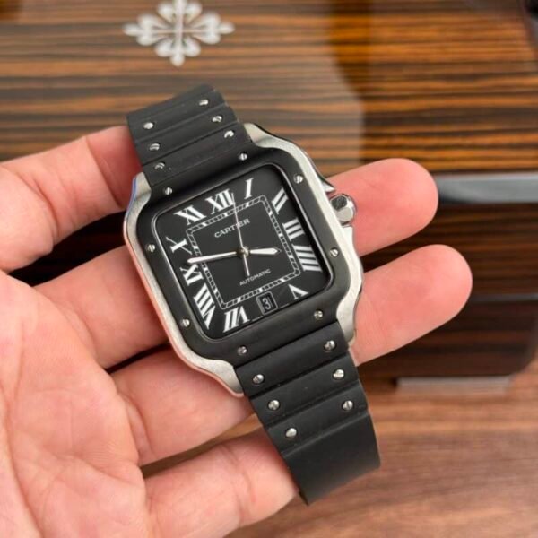 Cartier Santos WSSA0039 Black Dial Rubber Strap Large Model Best Replica BVF 39.8mm - Image 2