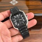 Cartier Santos WSSA0039 Black Dial Rubber Strap Large Model Best Replica BVF 39.8mm - Image 9