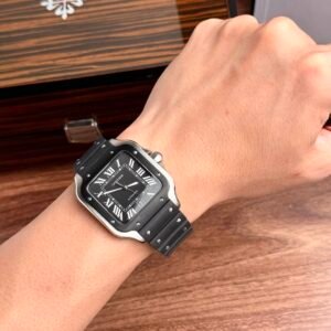 Cartier Santos WSSA0039 Black Dial Rubber Strap Large Model Best Replica BVF 39.8mm - Image 14