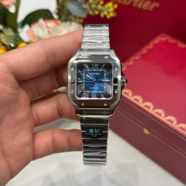 Cartier Santos WSSA0063 Blue Dial Medium Model Best Quality Replica BVF 35.1mm - Image 1