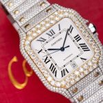Cartier Santos White Dial Two Tone Large Model Iced Out Moissanite 39.8mm - Image 10