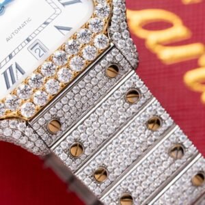 Cartier Santos White Dial Two Tone Large Model Iced Out Moissanite 39.8mm - Image 13