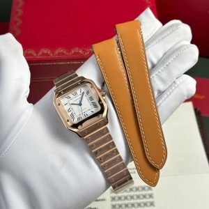 Cartier Santos de Cartier Rose Gold White Dial Medium Model Best Replica BVF 35.1mm - Image 11
