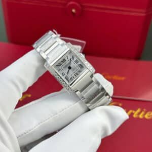 Cartier Tank Francaise W4TA0020 Small Model Silver Sunray Dial Diamond Bezel Replica 25.7 x 21.2mm - Image 10