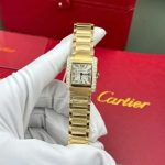 Cartier Tank Francaise WJTA0062 Golden Sunray Dial Yellow Gold Stone-set Bezel Replica 25.7 x 21.2mm - Image 9