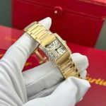 Cartier Tank Francaise WJTA0062 Golden Sunray Dial Yellow Gold Stone-set Bezel Replica 25.7 x 21.2mm - Image 12