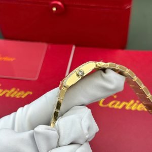 Cartier Tank Francaise WJTA0062 Golden Sunray Dial Yellow Gold Stone-set Bezel Replica 25.7 x 21.2mm - Image 13