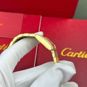 Cartier Tank Francaise WJTA0062 Golden Sunray Dial Yellow Gold Stone-set Bezel Replica 25.7 x 21.2mm - Image 14