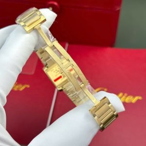 Cartier Tank Francaise WJTA0062 Golden Sunray Dial Yellow Gold Stone-set Bezel Replica 25.7 x 21.2mm - Image 16