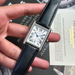 Cartier Tank Solo Extra Large White Dial Diamond Bezel Leather Strap Best Replica AF 31mm x 41mm - Image 12