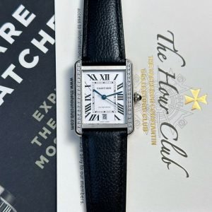 Cartier Tank Solo Extra Large White Dial Diamond Bezel Leather Strap Best Replica AF 31mm x 41mm - Image 14