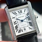 Cartier Tank Solo Extra Large White Dial Diamond Bezel Leather Strap Best Replica AF 31mm x 41mm - Image 15