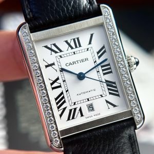 Cartier Tank Solo Extra Large White Dial Diamond Bezel Leather Strap Best Replica AF 31mm x 41mm - Image 15