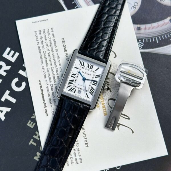 Cartier Tank Solo Extra Large White Dial Leather Strap Best Replica AF 31mm x 41mm - Image 4