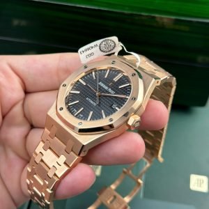 Audemars Piguet Royal Oak 15400OR Black Dial 18K Gold Wrapped Best Replica Watch ZF 41mm - Image 4