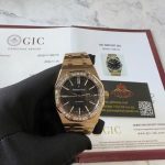 Audemars Piguet Royal Oak 15400OR Black Dial Custom Baguette Moissanite Bezel 18K Gold Wrapped 1:1 Best Replica 41mm - Image 2
