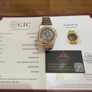 Audemars Piguet Royal Oak 15412OR Open Work Skeleton 18K Rose Gold Wrapped Baguette Moissanite Bezel Clone 1:1 Best Replica 41mm