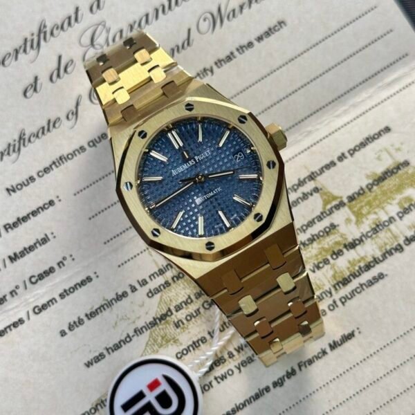 Audemars Piguet Royal Oak 15450BA Yellow Gold Blue Dial Replica IP Factory 37mm - Image 1