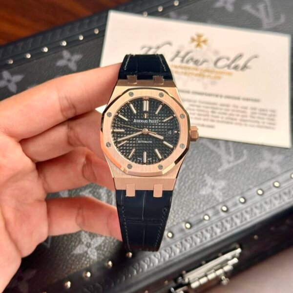 Audemars Piguet Royal Oak 15450OR Rose Gold Black Dial Leather IP Factory 37mm - Image 1
