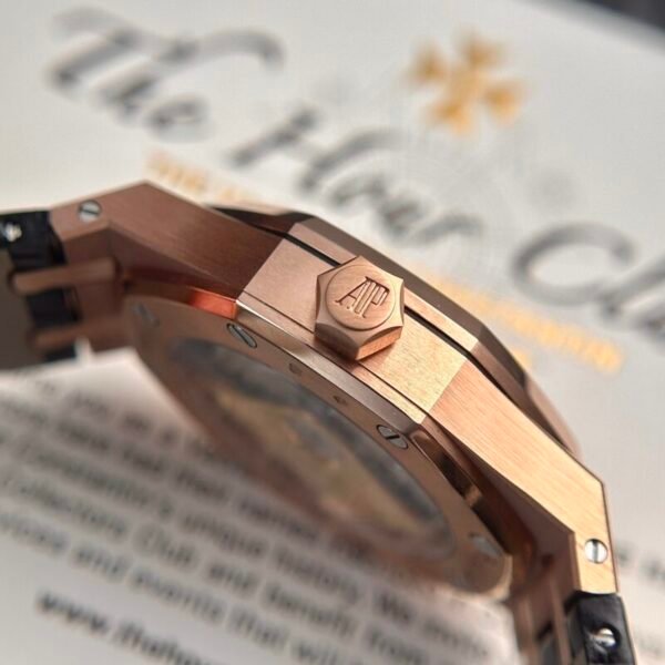 Audemars Piguet Royal Oak 15450OR Rose Gold Black Dial Leather IP Factory 37mm - Image 6