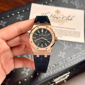 Audemars Piguet Royal Oak 15450OR Rose Gold Black Dial Leather IP Factory 37mm - Image 11
