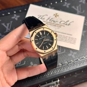 Audemars Piguet Royal Oak 15450OR Rose Gold Black Dial Leather IP Factory 37mm - Image 12