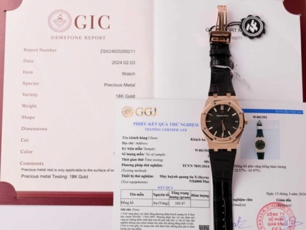 Audemars Piguet Royal Oak 15500OR 18K Gold Wrapped Black Dial Leather 41mm - Image 1