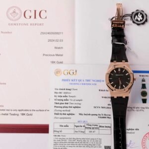 Audemars Piguet Royal Oak 15500OR 18K Gold Wrapped Black Dial Leather 41mm - Image 11