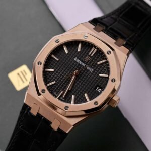 Audemars Piguet Royal Oak 15500OR 18K Gold Wrapped Black Dial Leather 41mm - Image 14