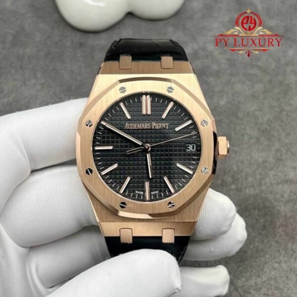 Audemars Piguet Royal Oak 50th Anniversary 15510OR 18K Solid Gold Black Dial Crocodile Leather Strap 41mm - Image 1