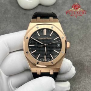 Audemars Piguet Royal Oak 50th Anniversary 15510OR 18K Solid Gold Black Dial Crocodile Leather Strap 41mm - Image 10