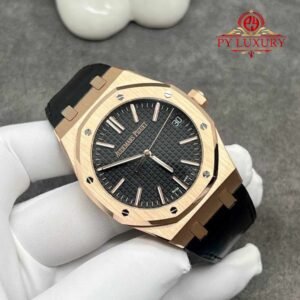 Audemars Piguet Royal Oak 50th Anniversary 15510OR 18K Solid Gold Black Dial Crocodile Leather Strap 41mm - Image 11