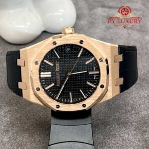Audemars Piguet Royal Oak 50th Anniversary 15510OR 18K Solid Gold Black Dial Crocodile Leather Strap 41mm - Image 12