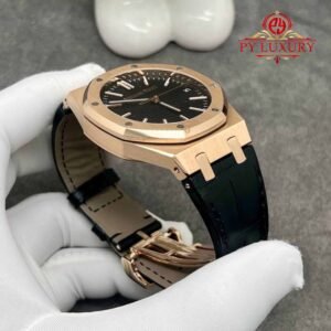 Audemars Piguet Royal Oak 50th Anniversary 15510OR 18K Solid Gold Black Dial Crocodile Leather Strap 41mm - Image 13