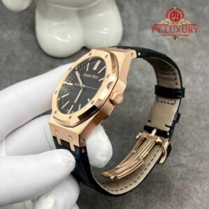 Audemars Piguet Royal Oak 50th Anniversary 15510OR 18K Solid Gold Black Dial Crocodile Leather Strap 41mm - Image 14