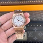 Audemars Piguet Royal Oak 77351OR Rose Gold White Dial Diamond Bezel Replica 34m - Image 10