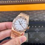 Audemars Piguet Royal Oak 77351OR Rose Gold White Dial Diamond Bezel Replica 34m - Image 11