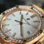 Audemars Piguet Royal Oak 77351OR Rose Gold White Dial Diamond Bezel Replica 34m - Image 14